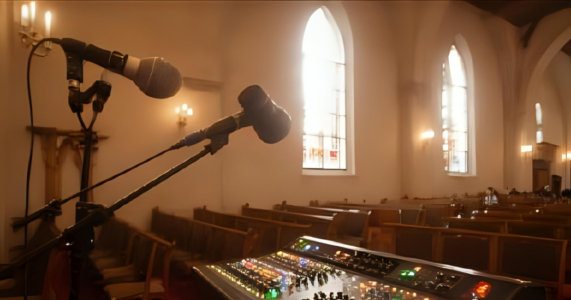 Sonorização de igrejas com mesa de som e cabos profissionais Sparflex.